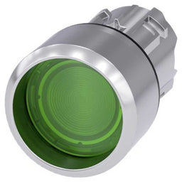 Cabeza pulsador 3SU, 22mm, metal, verde, saliente
