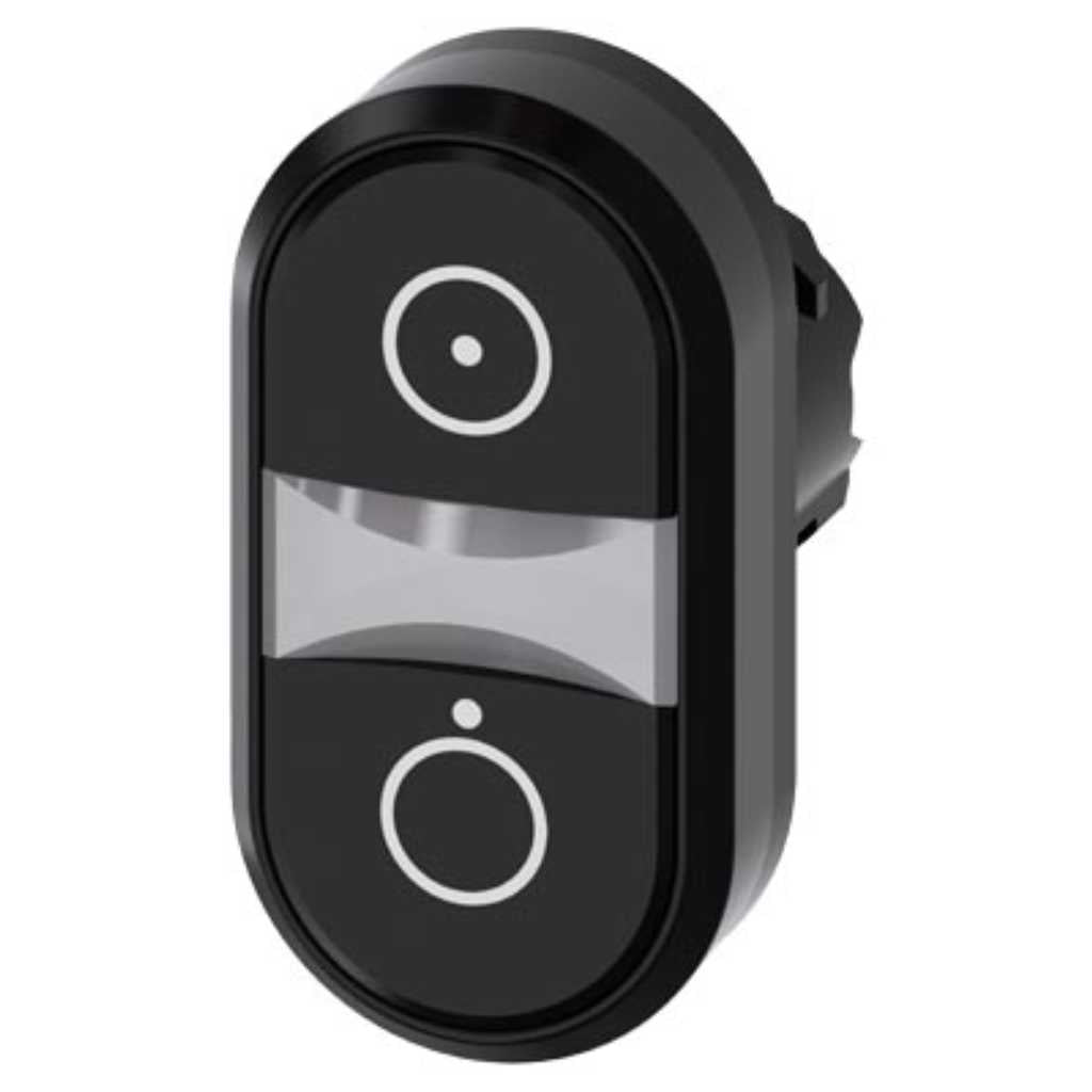 Cabeza pulsador 3SU, 22mm, plástico, negro, rasante