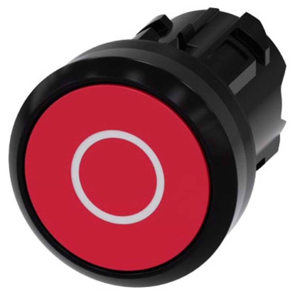 Cabeza pulsador 3SU, 22mm, plástico, rojo, rasante