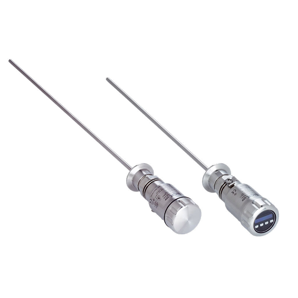 Sensor de nivel LFP Inox, G ¾ A, 550mm, Sonda higiénica, 1x PNP + 1x PNP/NPN + 4-20mA, M12 5P