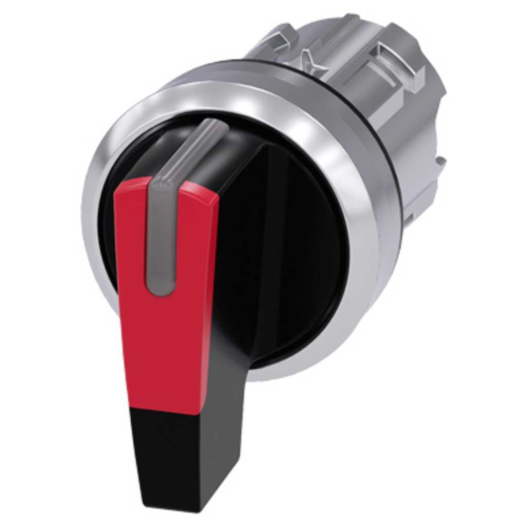 Cabeza selector 3SU, 22mm, metal, rojo, selector
