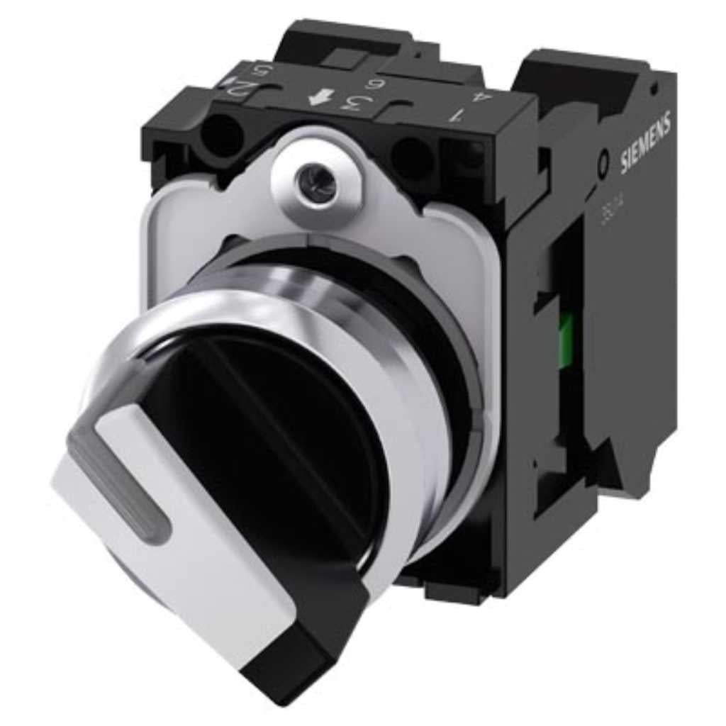 Selector 3SU, 22mm, metal, blanco, 1NA+1NC, resorte