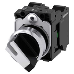 Selector 3SU, 22mm, metal, blanco, 1NA+1NC, resorte