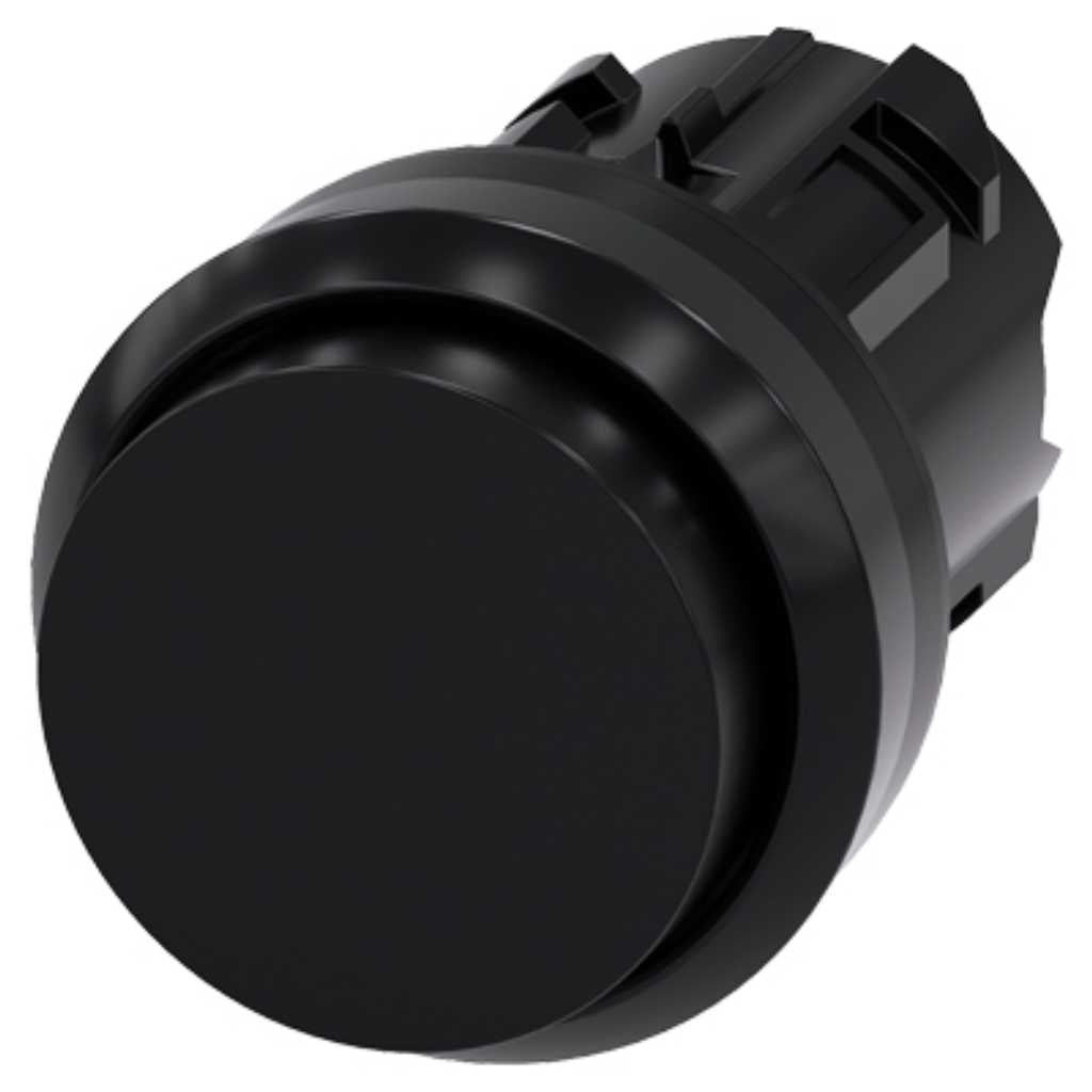 Cabeza pulsador 3SU, 22mm, plástico, negro, saliente