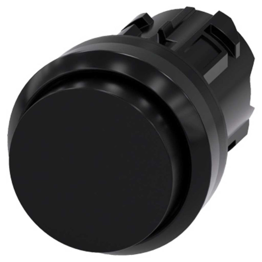 Cabeza pulsador 3SU, 22mm, plástico, negro, saliente