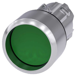 Cabeza pulsador 3SU, 22mm, metal, verde, saliente