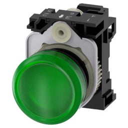 Pulsador 3SU, 22mm, plástico, verde, resorte