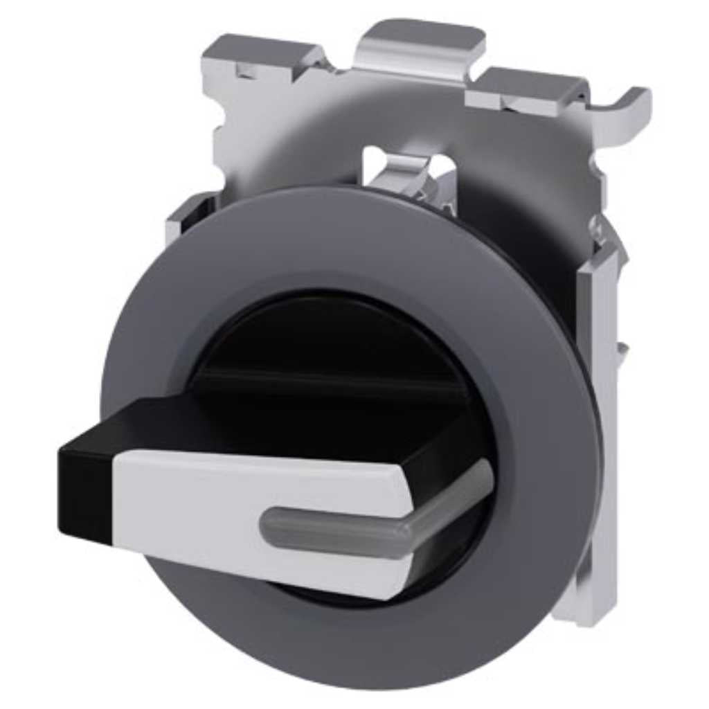 Cabeza selector 3SU, 30mm, metal, blanco, selector