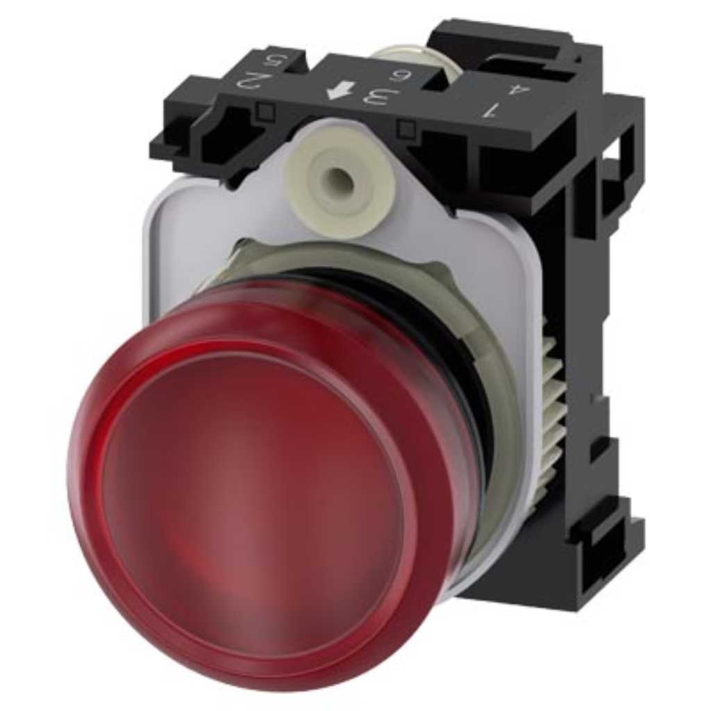 Pulsador 3SU, 22mm, plástico, rojo, resorte