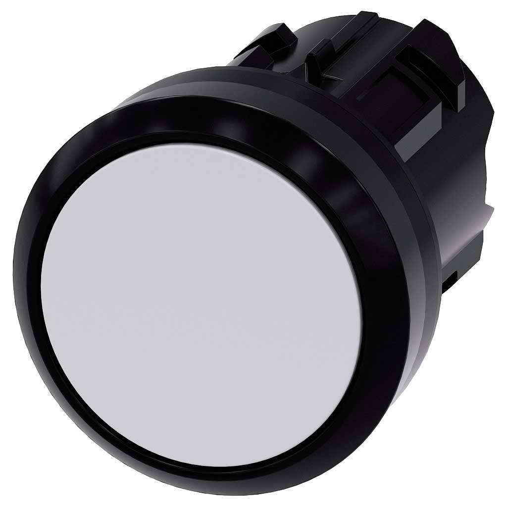 Cabeza pulsador 3SU, 22mm, plástico, blanco, rasante