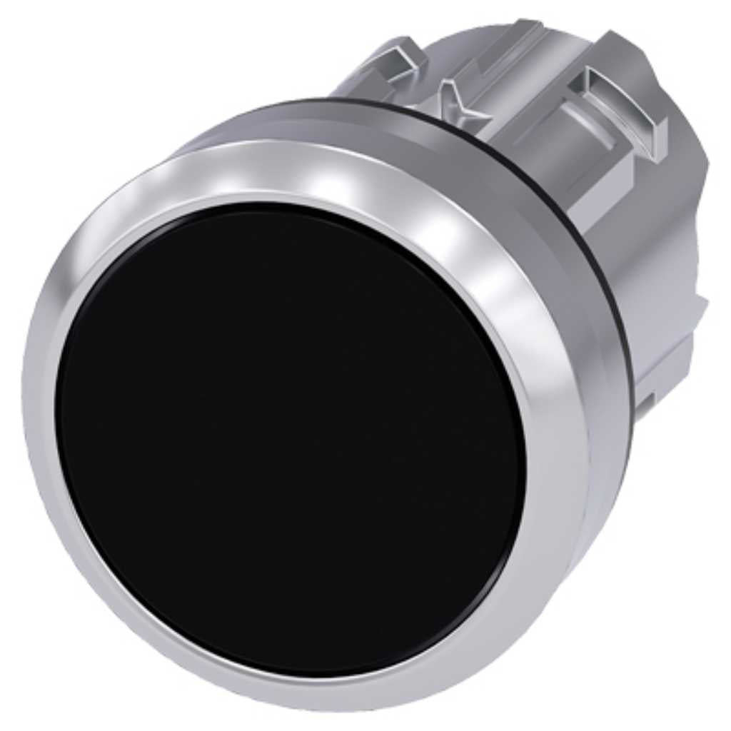 Cabeza pulsador 3SU, 22mm, metal, negro, rasante