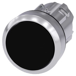 Cabeza pulsador 3SU, 22mm, metal, negro, rasante
