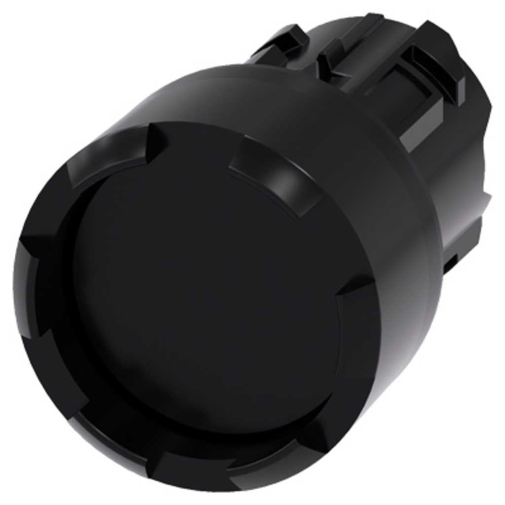 Cabeza pulsador 3SU, 22mm, plástico, negro, saliente