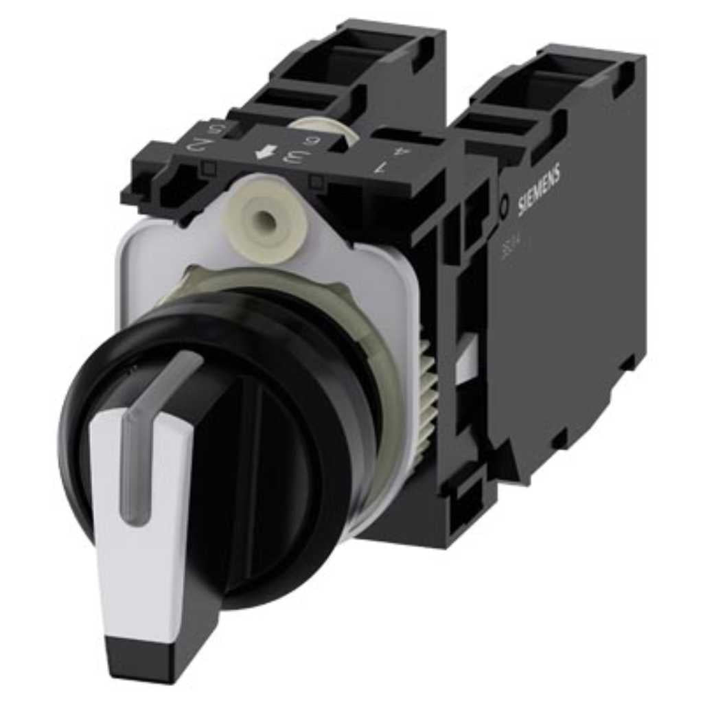 Selector 3SU, 22mm, plástico, blanco, 1NA+1NC, tornillo