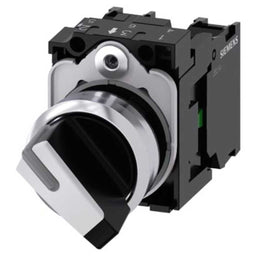 Selector 3SU, 22mm, metal, blanco, 1NA+1NC, tornillo