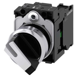 Selector 3SU, 22mm, metal, blanco, 1NA+1NC, tornillo