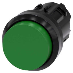 Cabeza pulsador 3SU, 22mm, plástico, verde, saliente