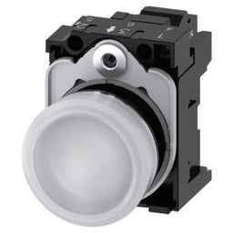 Pulsador 3SU, 22mm, metal, blanco, resorte
