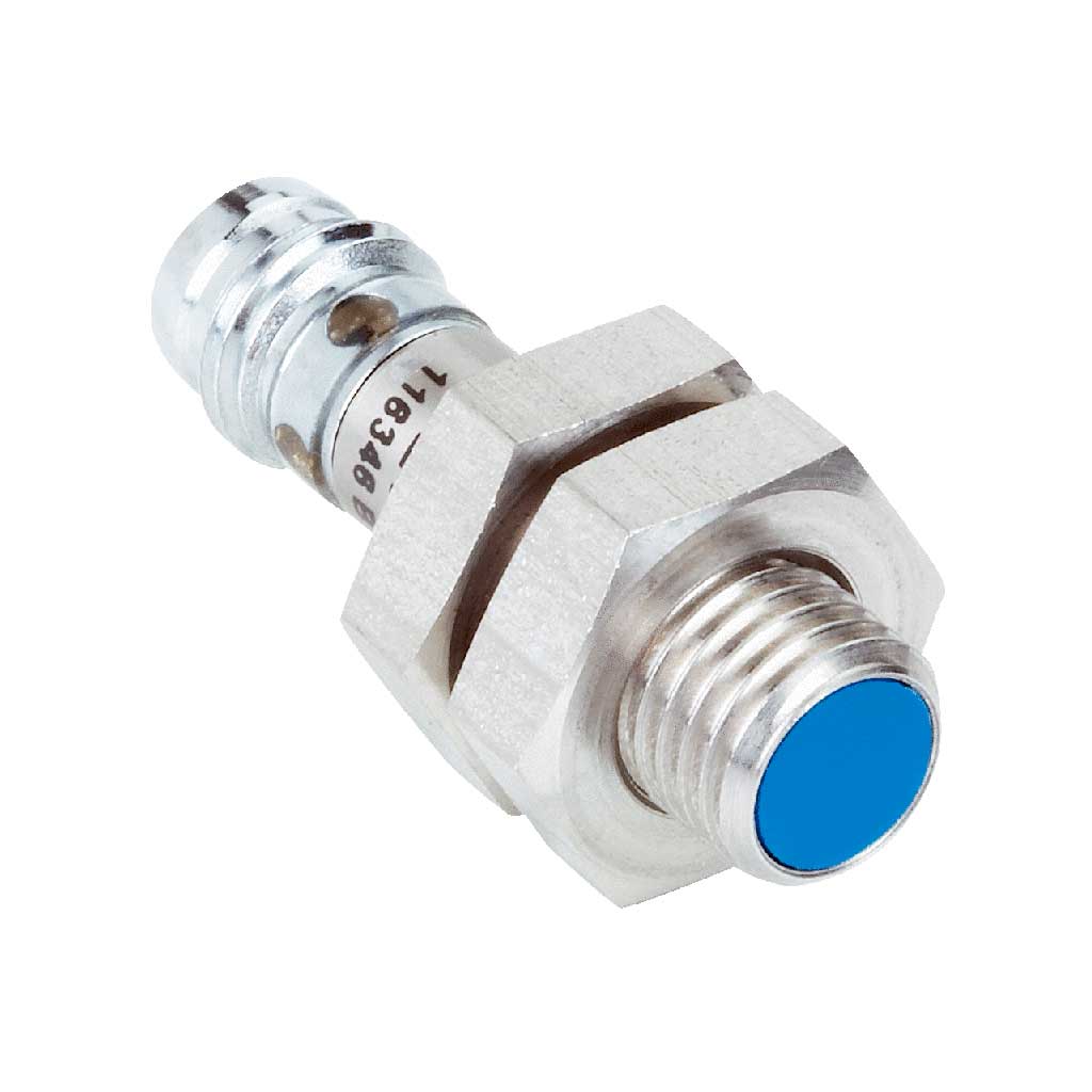 Inductivo IM08 Standard, PNP NO, Sn=2,5 mm ultracorta, no enrasado, C.c. 3 hilos, M12 4P