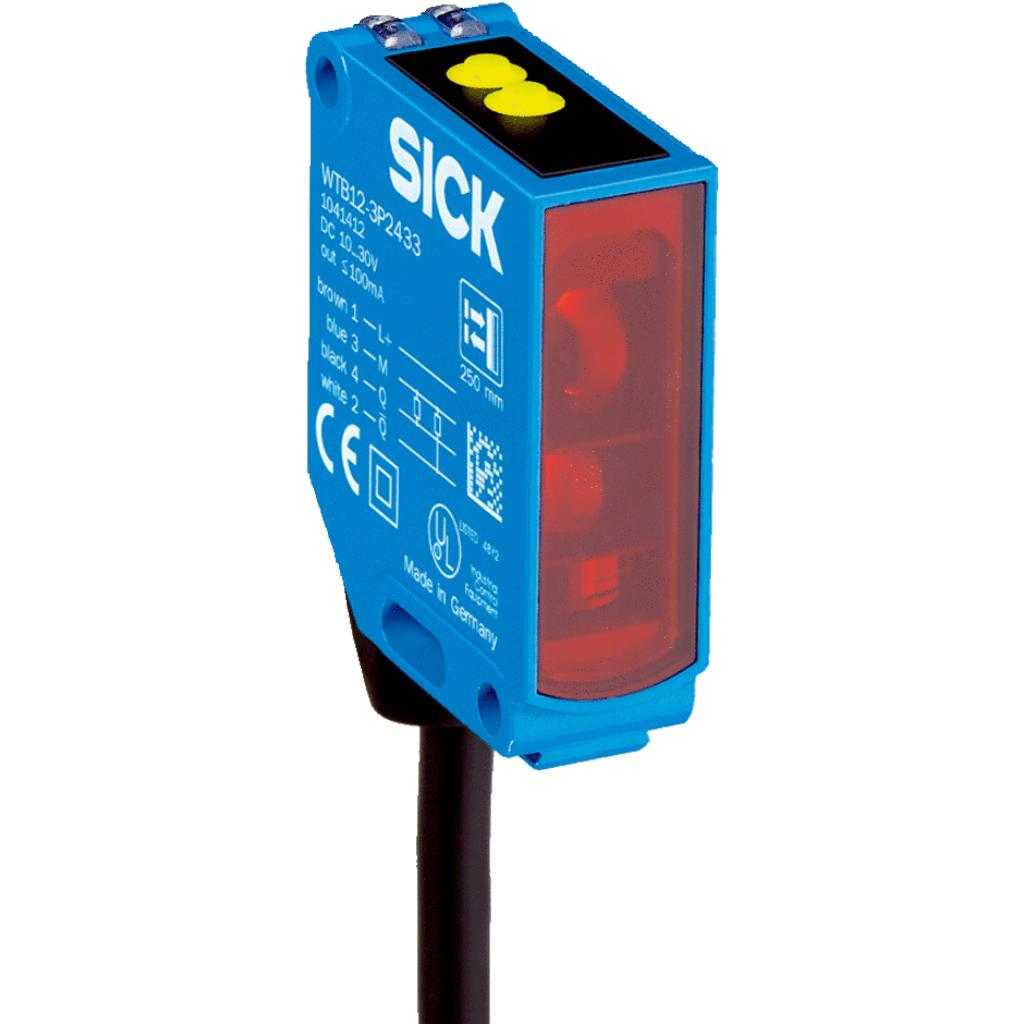 Fotocélula detección sobre objeto WTB12 LED, PNP, claro/oscuro, cable M12 4P 270mm