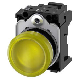 Pulsador 3SU, 22mm, metal, amarillo, resorte