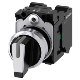Selector 3SU, 22mm, metal, blanco, 1NA, resorte