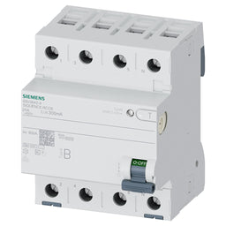 Interruptor diferencial, 4 polos, tipo B, 400V, 40A, 300mA, con retardo breve