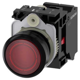 Pulsador 3SU, 22mm, plástico, rojo, 1NC, resorte