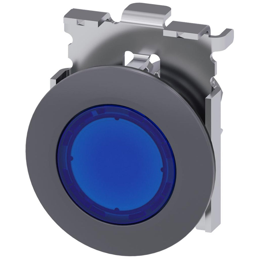 Cabeza pulsador 3SU, 30mm, metal, azul, rasante