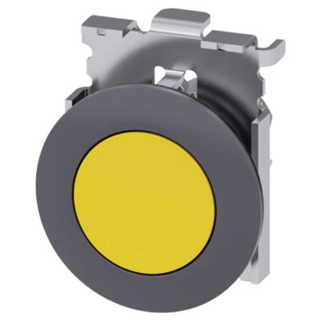 Cabeza pulsador 3SU, 30mm, metal, amarillo, rasante