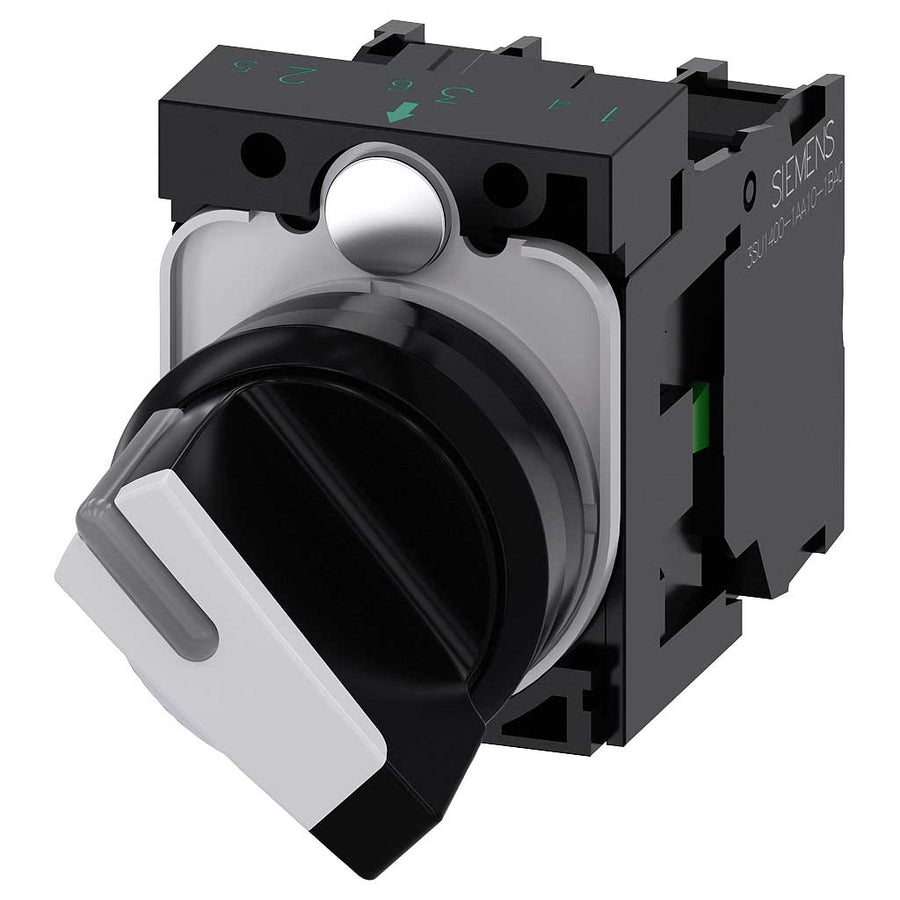 Selector 3SU, 22mm, plástico, blanco, 1NA+1NC, tornillo
