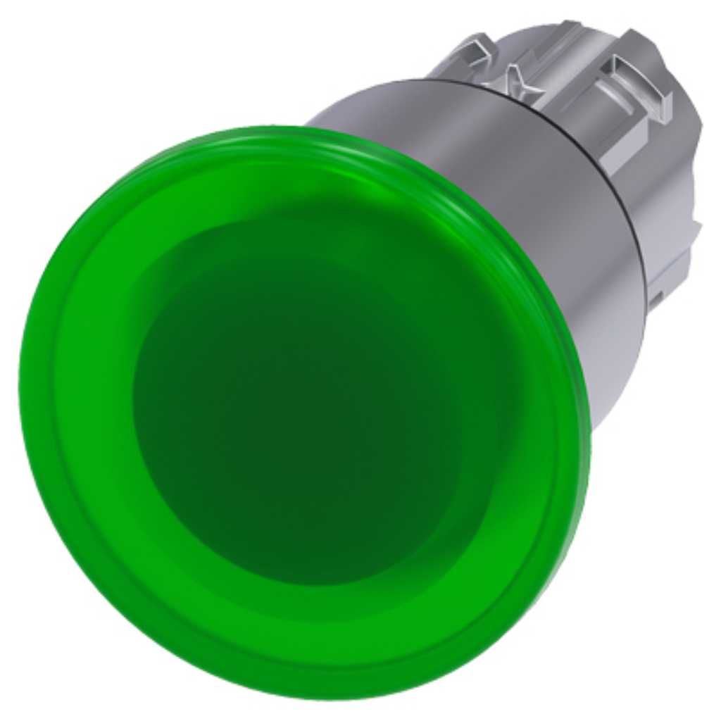 Cabeza seta 3SU, 22mm, metal, verde, seta