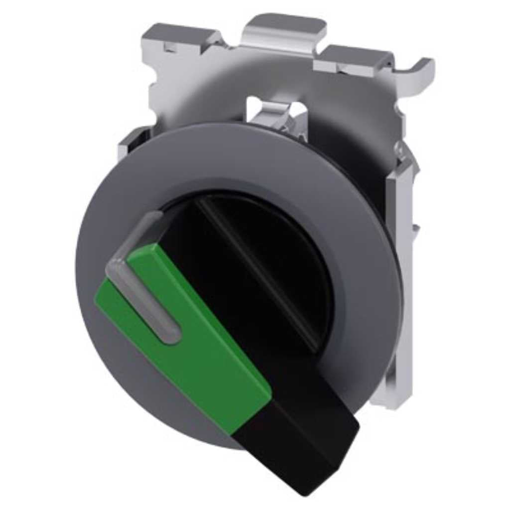 Cabeza selector 3SU, 30mm, metal, verde, selector