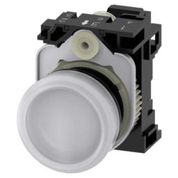Pulsador 3SU, 22mm, plástico, blanco, resorte
