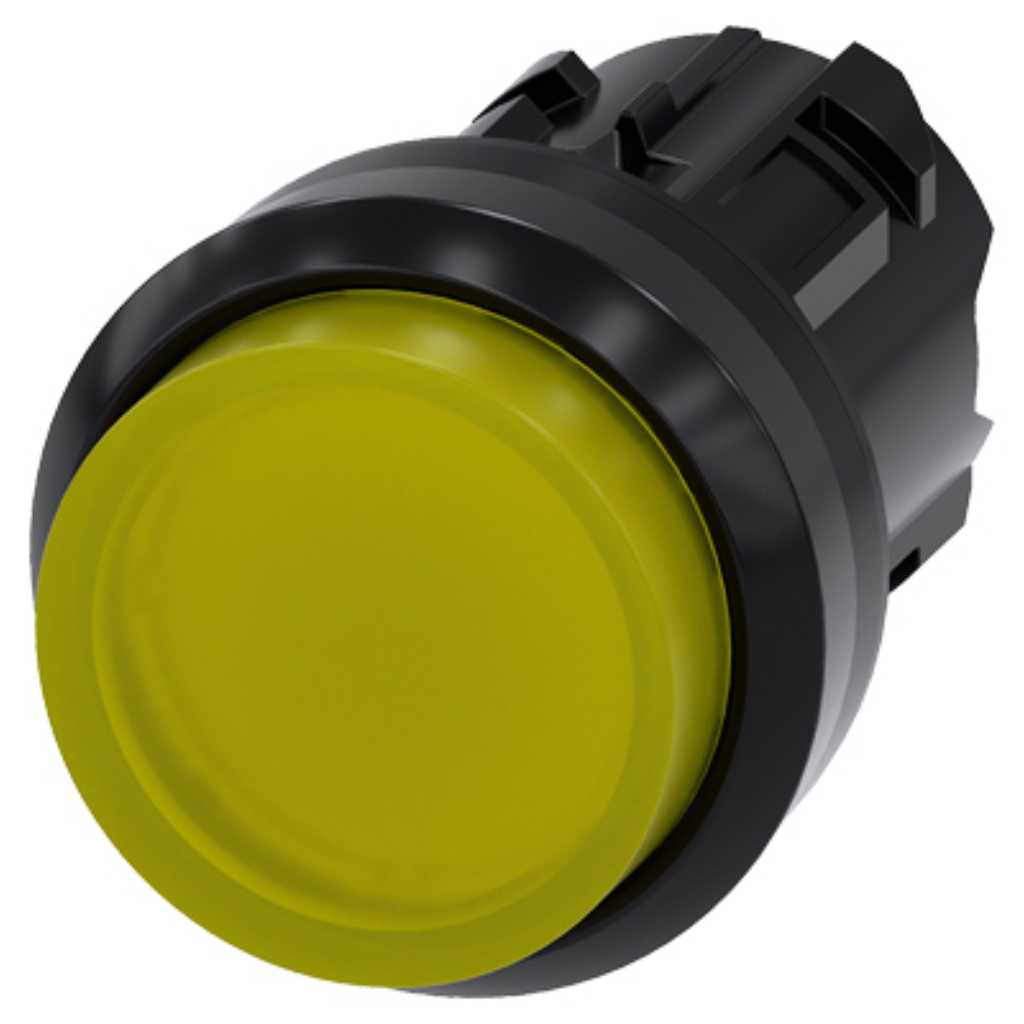 Cabeza pulsador 3SU, 22mm, plástico, amarillo, luminoso