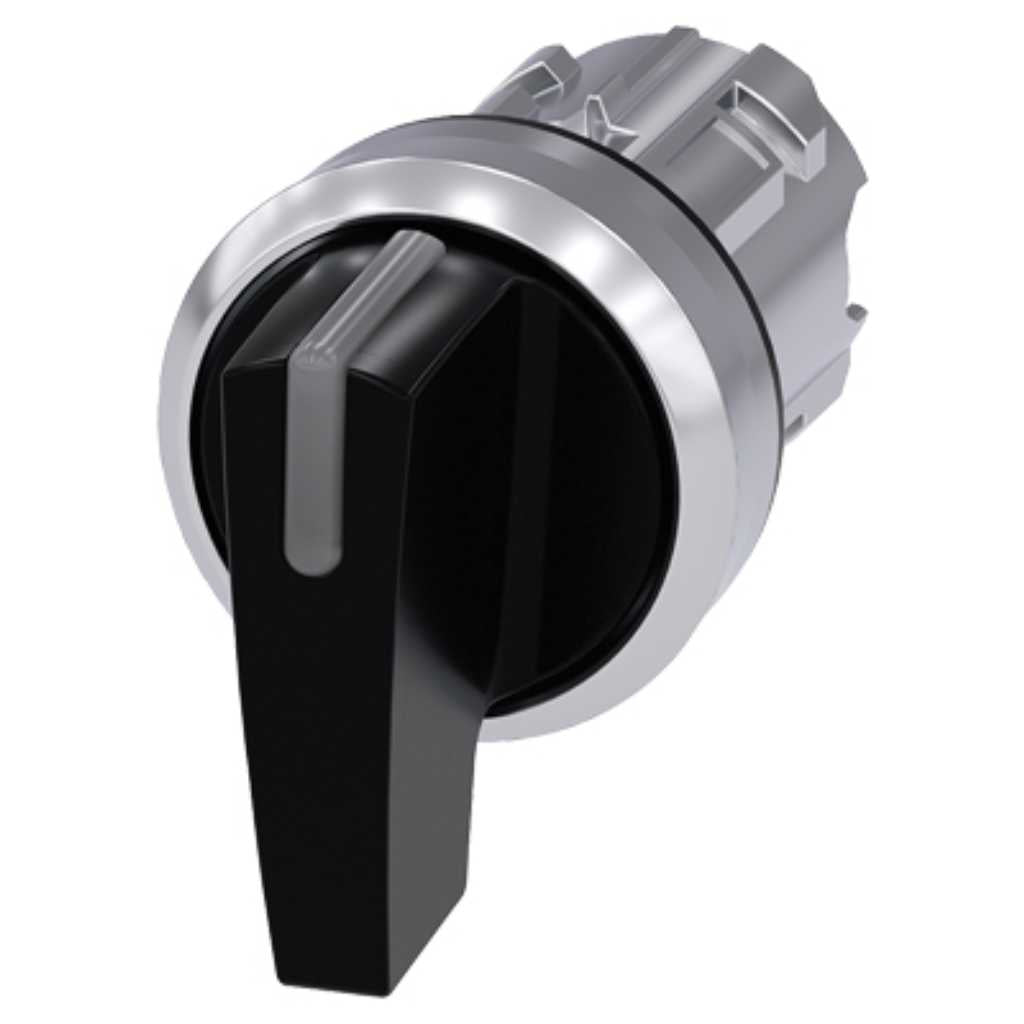 Cabeza selector 3SU, 22mm, metal, negro, selector