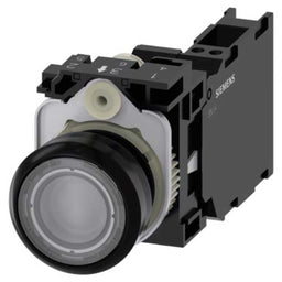 Pulsador 3SU, 22mm, plástico, transparente, 1NA+1NC, resorte