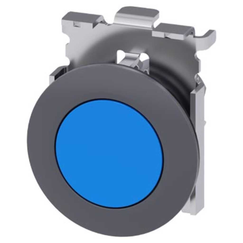 Cabeza pulsador 3SU, 30mm, metal, azul, rasante