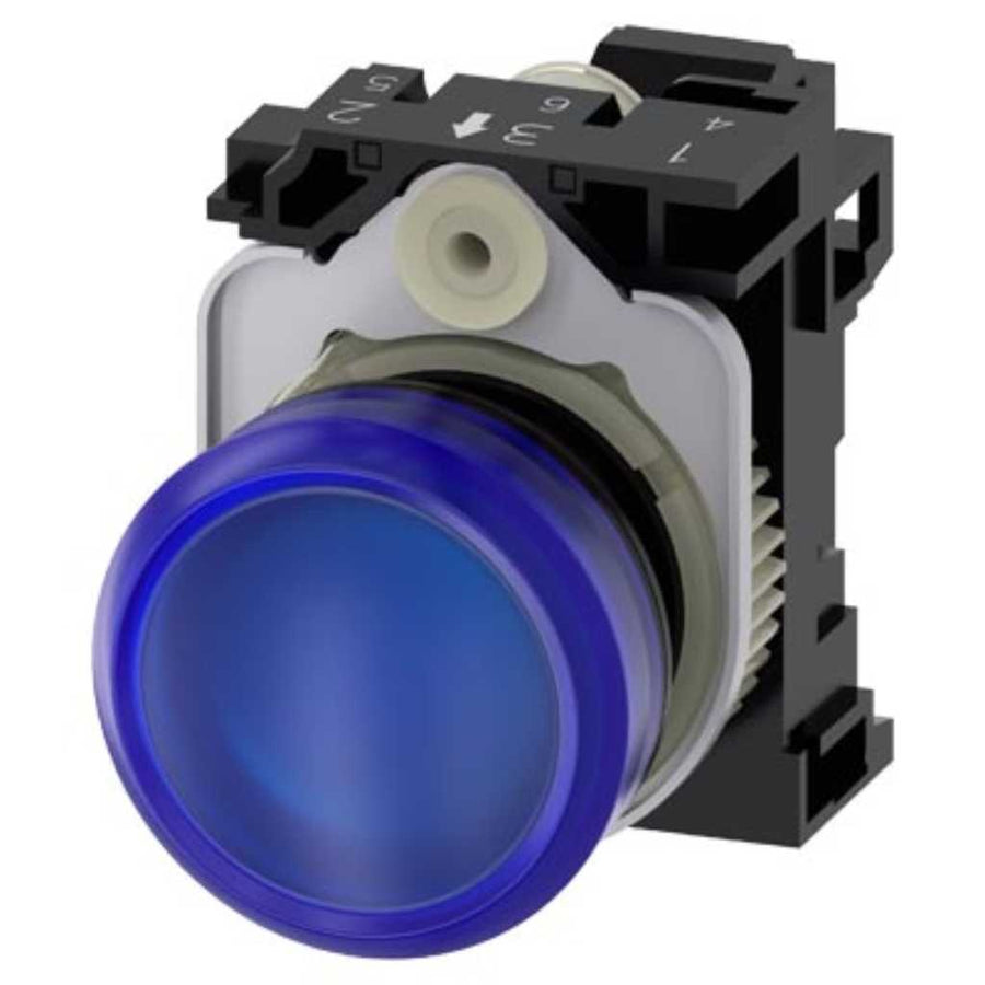 Pulsador 3SU, 22mm, plástico, azul, resorte