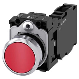 Pulsador 3SU, 22mm, metal, rojo, 1NA+1NC, tornillo