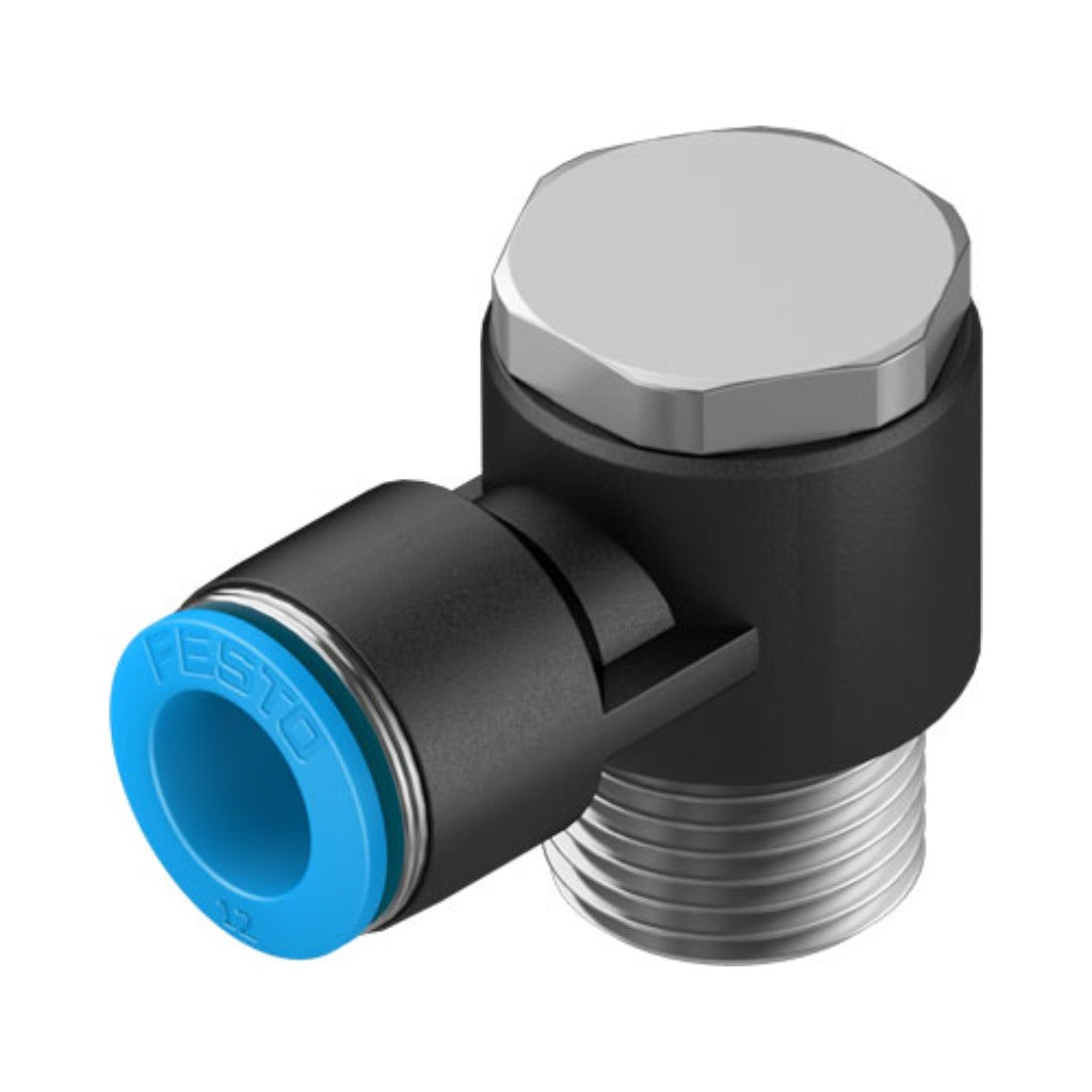 Racor codo orientable QSLV, 1/2, tubo 12 mm