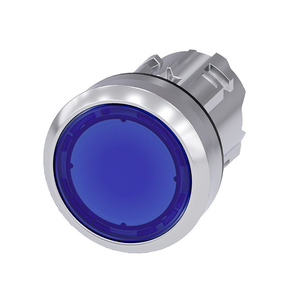 Cabeza pulsador 3SU, 22mm, metal, azul, rasante