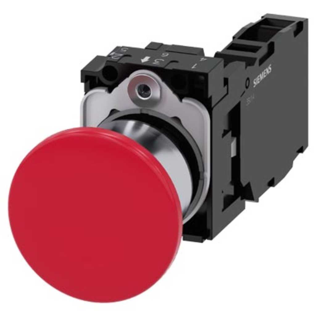 Pulsador 3SU, 22mm, metal, rojo, 1NA+1NC, tornillo