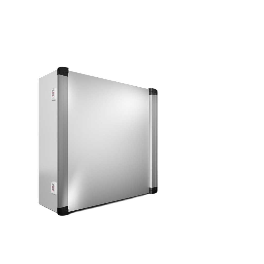 AX caja de mando con asas laterales, 600x600x210 mm, con asas de aluminio, acceso para mantenimie