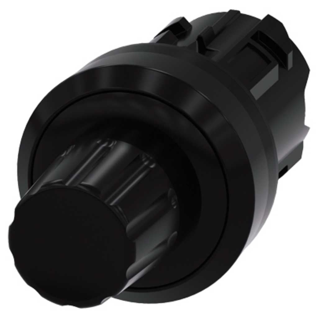 Cabeza pulsador 3SU, 22mm, plástico, negro, saliente
