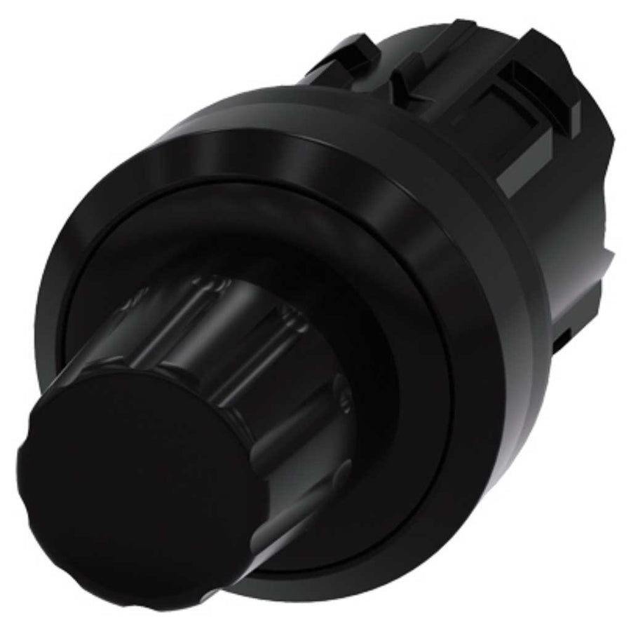 Cabeza pulsador 3SU, 22mm, plástico, negro, saliente