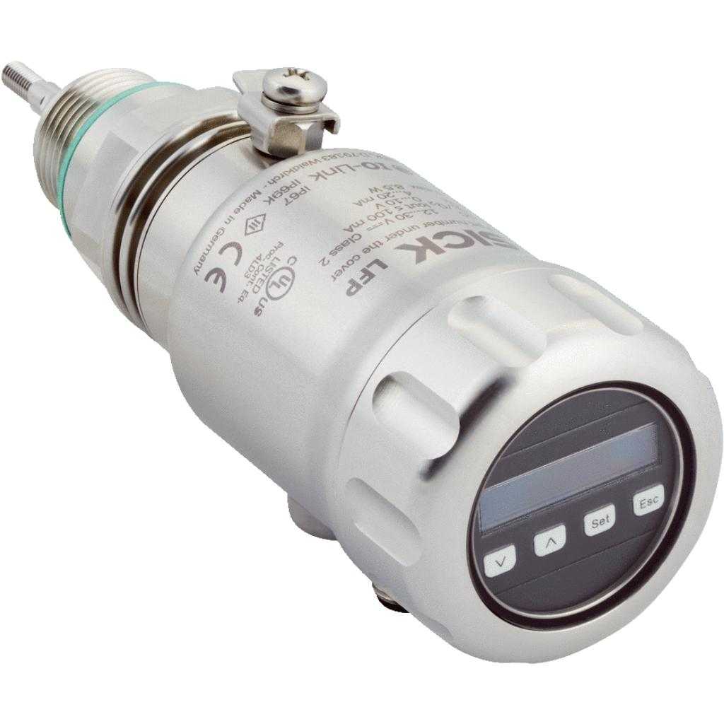 Sensor de nivel LFP Inox, G ¾ A, 1x PNP + 1x PNP/NPN + 4-20mA, M12 5P