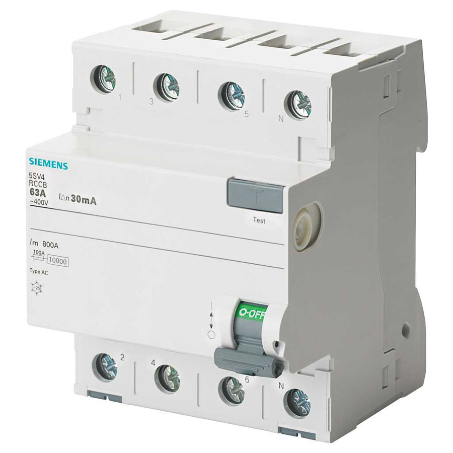 Interruptor diferencial, 4 polos, tipo AC, 63A, 30mA