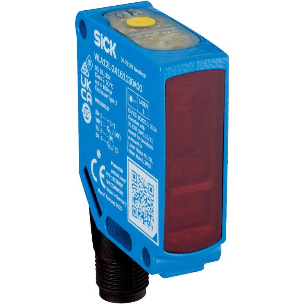 Barrera fotoeléctrica réflex WLA12L Láser, PNP/NPN, claro/oscuro, M12 4P