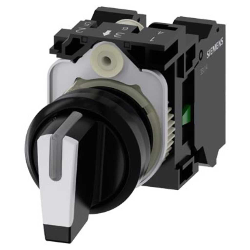 Selector 3SU, 22mm, plástico, blanco, 1NA, resorte